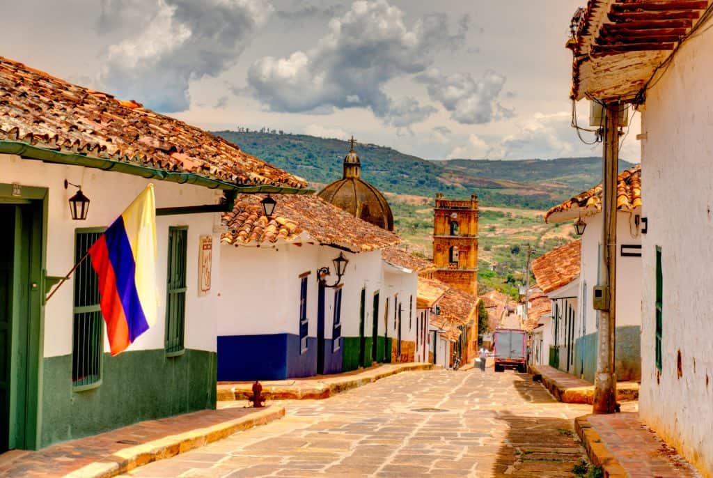 Straat in Barichara in Santander, Colombia